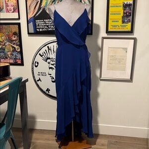 MSK Royal Blue Asymmetrical Rhinestone Strap Dress XL